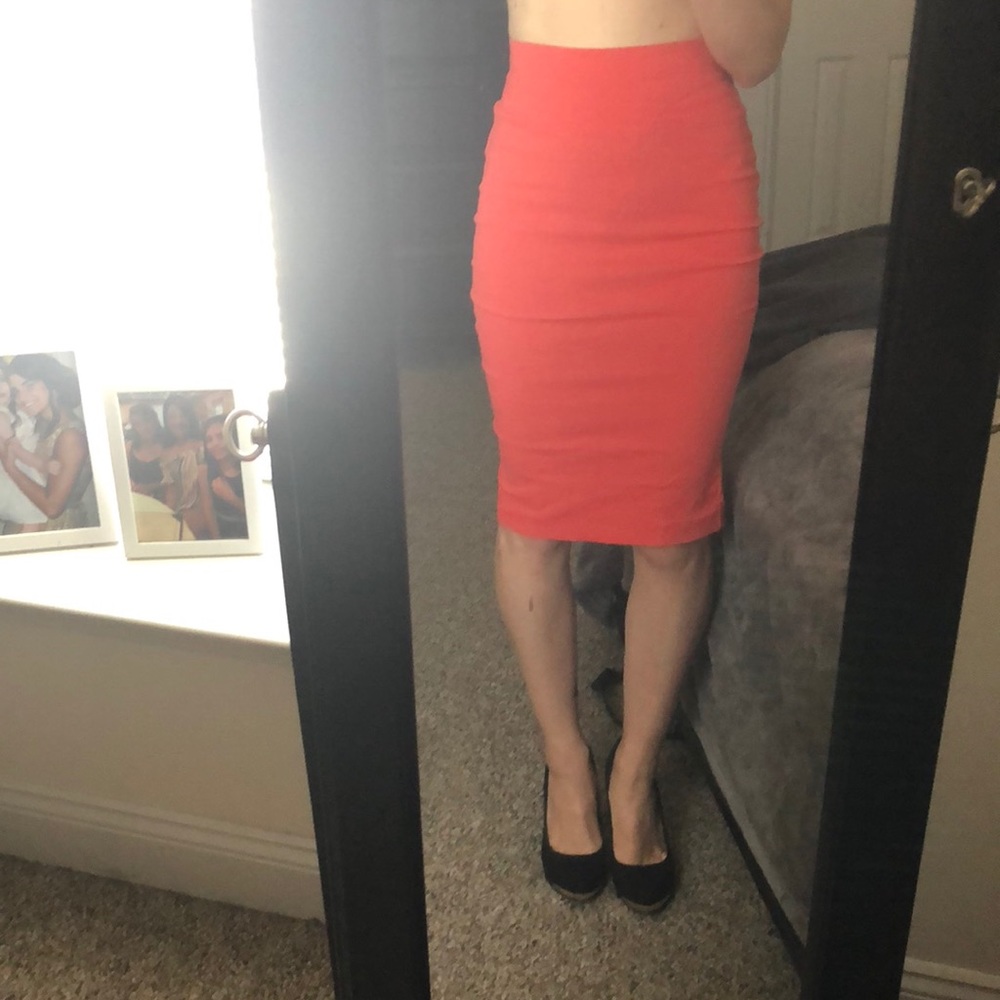 Orange pencil skirt
